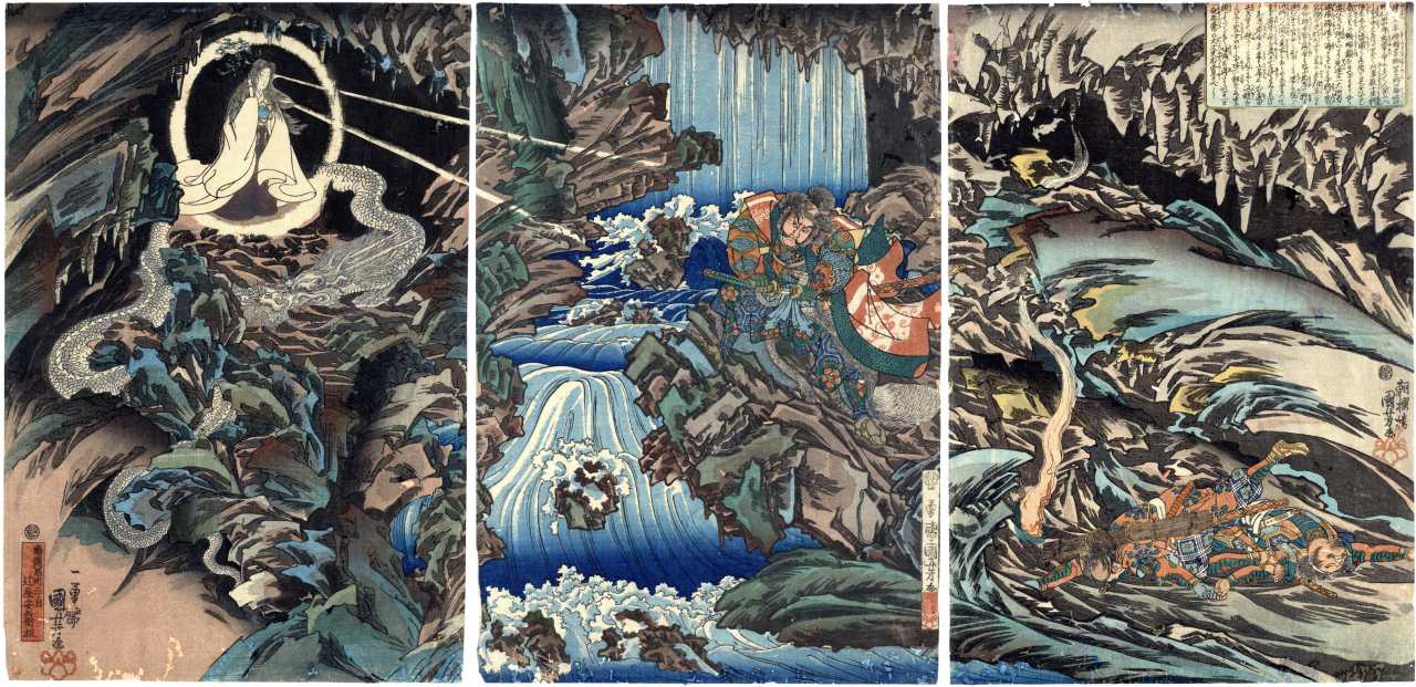 Original woodblock print, Triptych – Utagawa Kuniyoshi (1797-1861