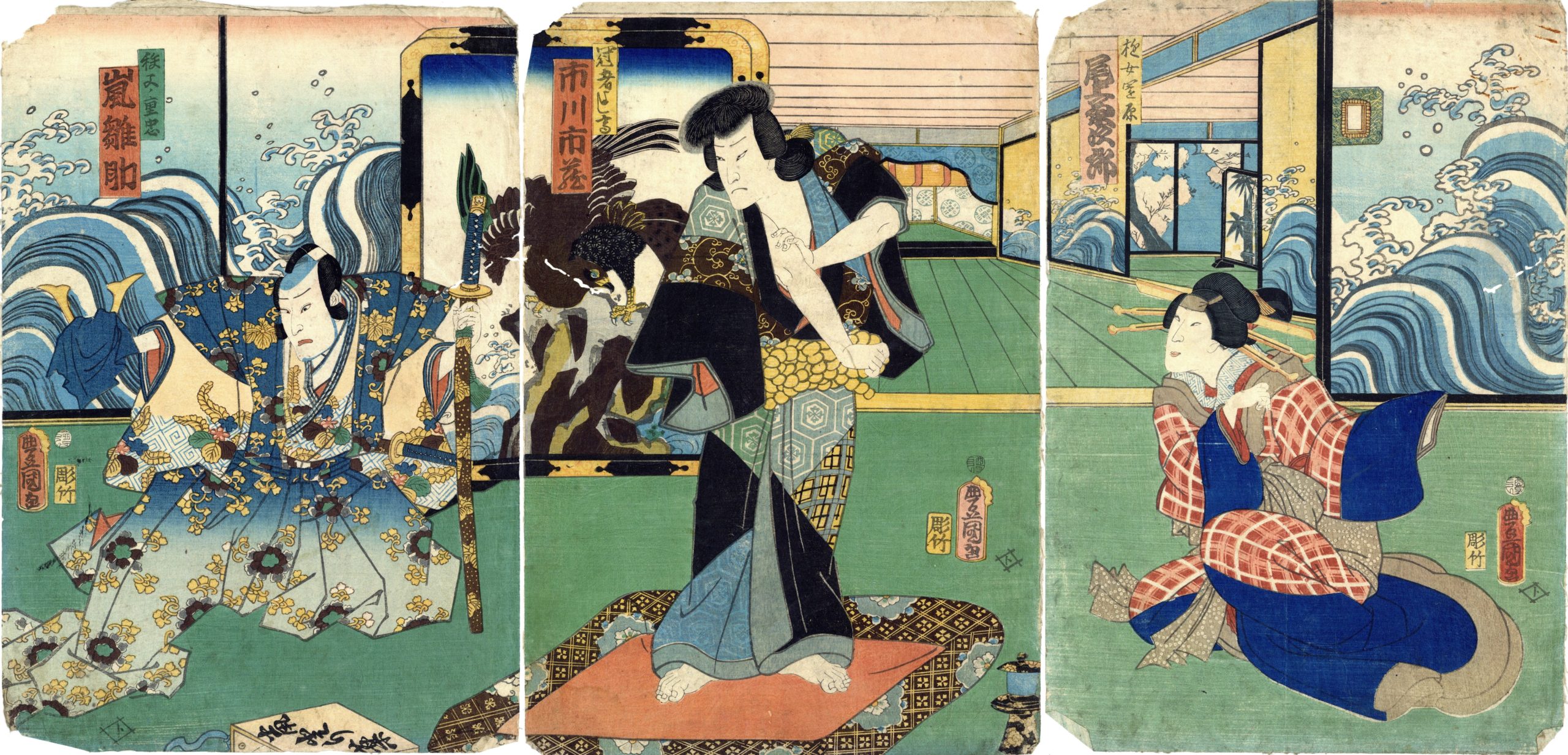 Original woodblock print,vertical diptych,edo period – Utagawa 