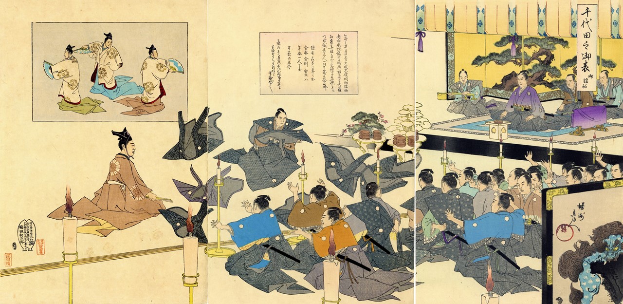 Original woodblock print triptych – Toyohara Yoshu Chikanobu 