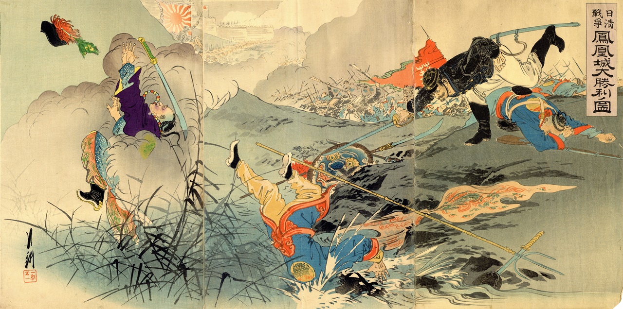 Original woodblock print – Ogata Gekko (1859-1920) -“Nisshinsensō 
