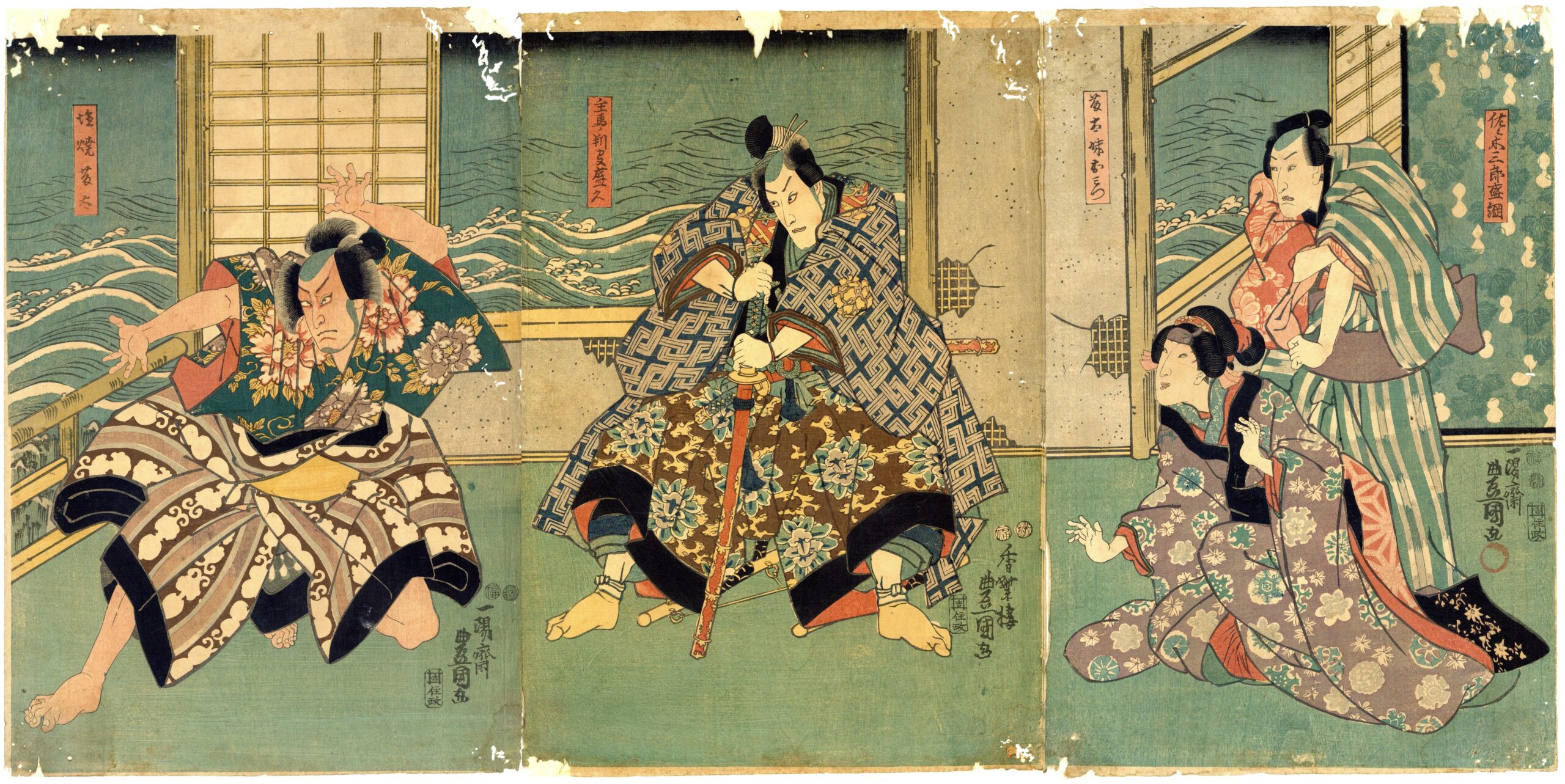 Original woodblock print triptych – Paper – Utagawa Kunisada (1786 